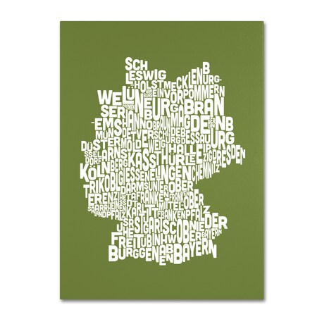 Trademark Fine Art Michael Tompsett 'OLIVE-Germany Regions Map' Canvas Art, 22x32 MT0280-C2232GG